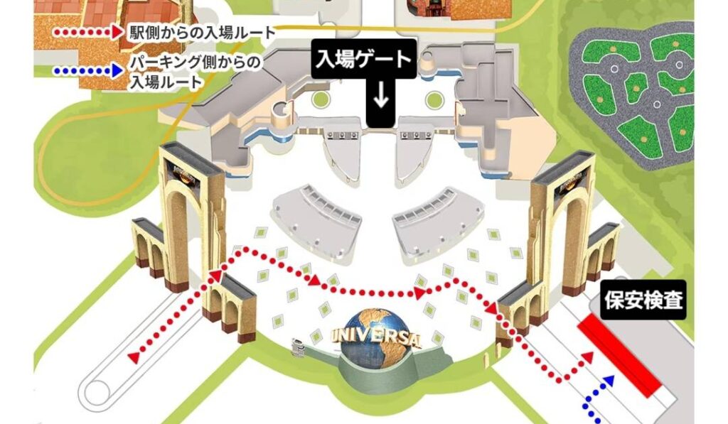 USJ保安検査場地図